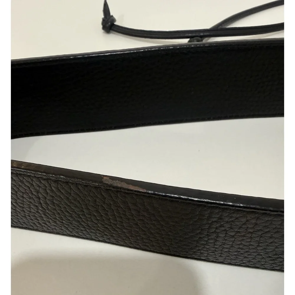 BRIGHTON SILVER BLACK LEATHER TIE WAIST BELT SZ LARGE‎